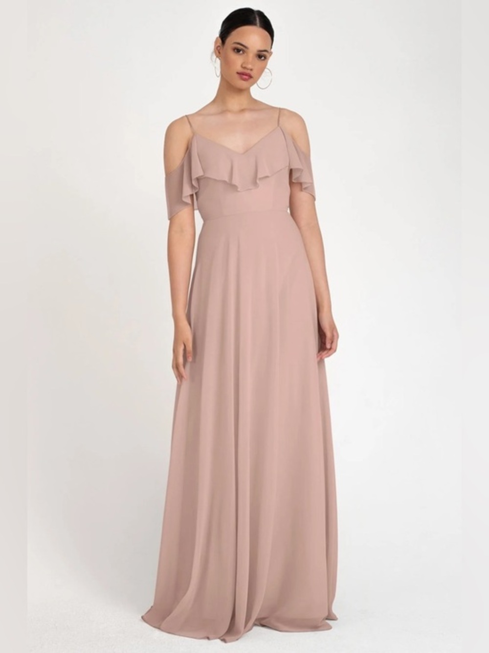 Jenny Yoo NWT Mila Chiffon Bridesmaid Maxi Dress Gown in Whipped Apricot Size 6
